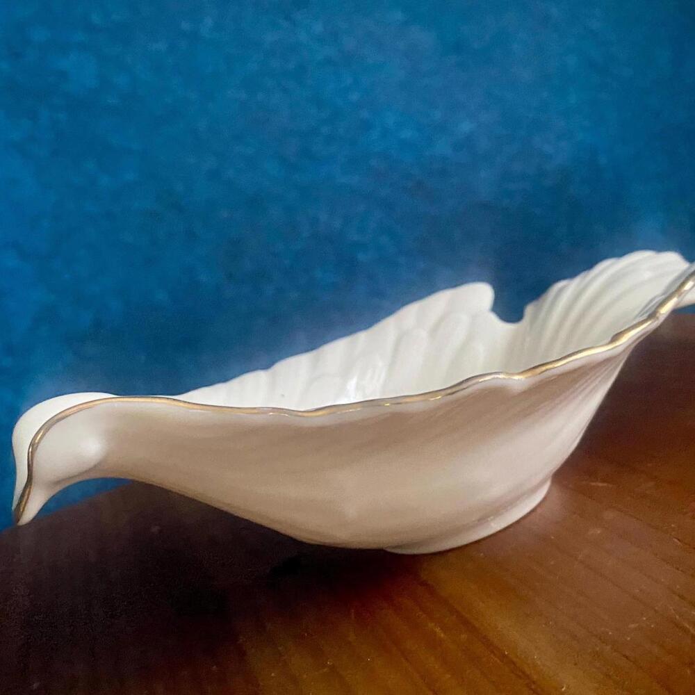 Vintage Lenox Dove Bowl Gold Trim Trinket Dish Unique Candy Bowl Bird Accent